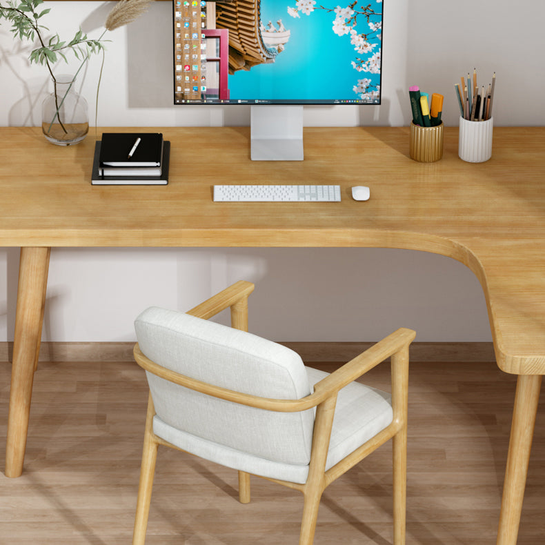 Modern Style Office Desk L-Shaped Solid Wood Brown Home Writing Desk Clearhalo 'Furniture' 'furniture_office_desk' 'Office Desks' 'Office Furniture' 'office_desk' 4950384