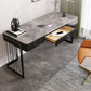 Contemporary Curved Writing Desk Stone Office Desk with Drawer Black-Gray 55.1"L x 23.6"W x 29.5"H Clearhalo 'Furniture' 'furniture_office_desk' 'Office Desks' 'Office Furniture' 'office_desk' 4950399