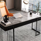 Contemporary Curved Writing Desk Stone Office Desk with Drawer Clearhalo 'Furniture' 'furniture_office_desk' 'Office Desks' 'Office Furniture' 'office_desk' 4950403