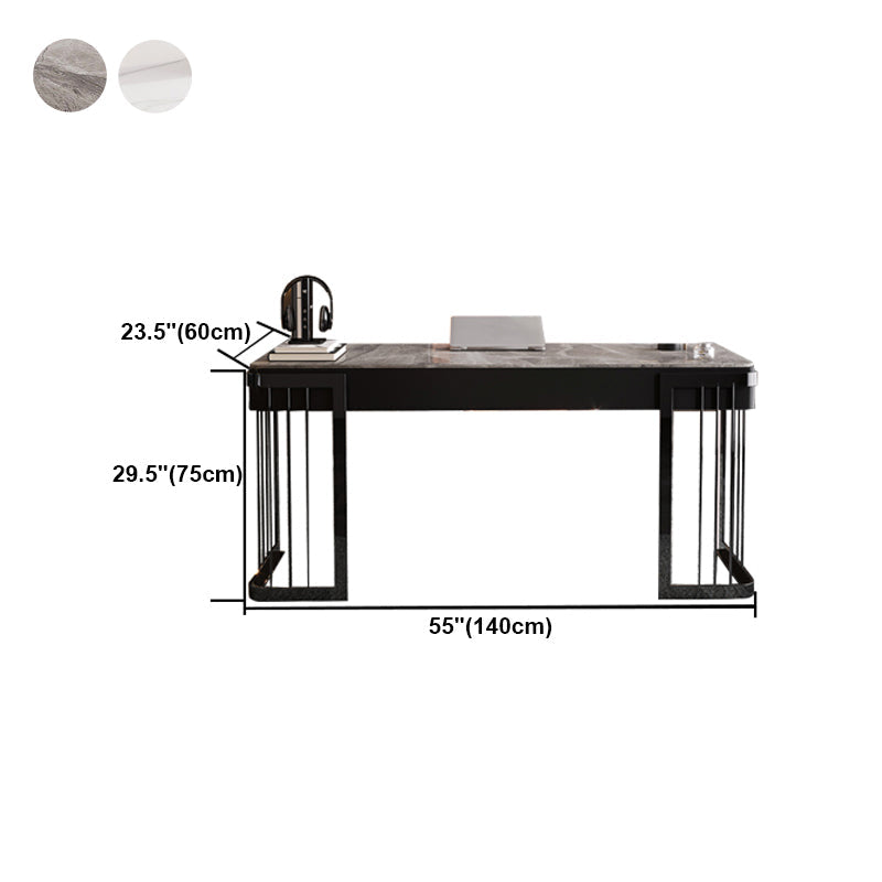 Contemporary Curved Writing Desk Stone Office Desk with Drawer Clearhalo 'Furniture' 'furniture_office_desk' 'Office Desks' 'Office Furniture' 'office_desk' 4950406