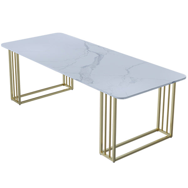 Glam Style Marble Writing Desk Rectangular Sled Base Office Desk White-Gold Clearhalo 'Furniture' 'furniture_office_desk' 'Office Desks' 'Office Furniture' 'office_desk' 4950425