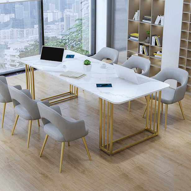 Glam Style Marble Writing Desk Rectangular Sled Base Office Desk Clearhalo 'Furniture' 'furniture_office_desk' 'Office Desks' 'Office Furniture' 'office_desk' 4950433