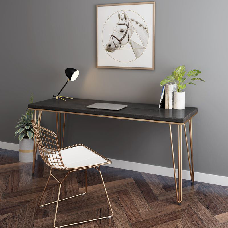 Glam Style Hairpin Writing Desk Rectangular Solid Wood Office Desk Black-Gold 39"L x 18"W x 30"H Clearhalo 'Furniture' 'furniture_office_desk' 'Office Desks' 'Office Furniture' 'office_desk' 4950457