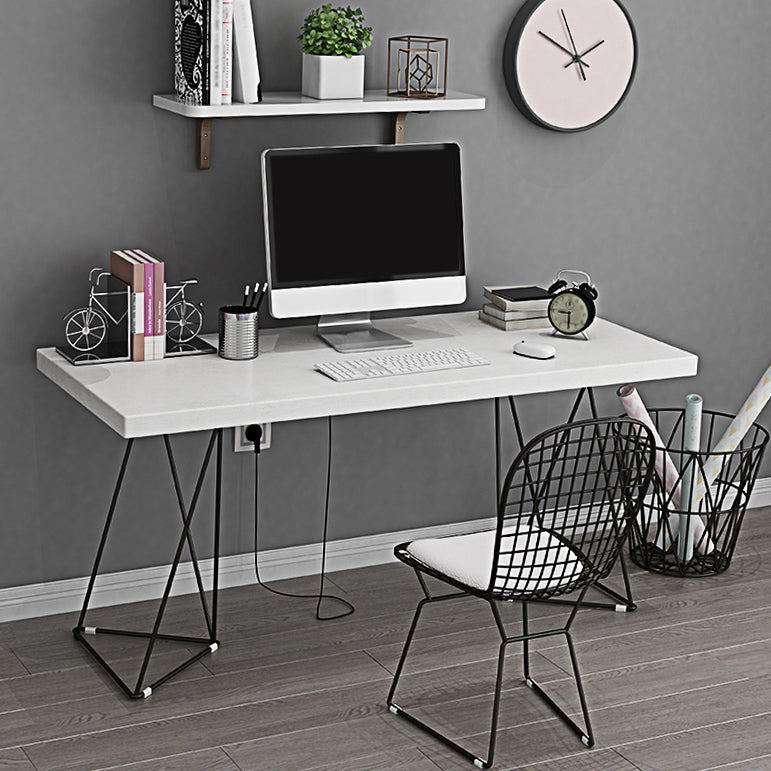 Contemporary Rectangular Writing Desk Pine Solid Wood Office Desk Black White Clearhalo 'Furniture' 'furniture_office_desk' 'Office Desks' 'Office Furniture' 'office_desk' 4950469