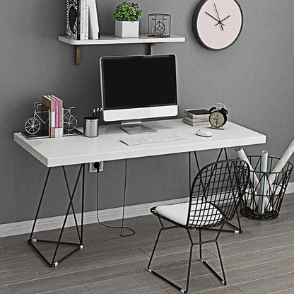 Contemporary Rectangular Writing Desk Pine Solid Wood Office Desk Black White Clearhalo 'Furniture' 'furniture_office_desk' 'Office Desks' 'Office Furniture' 'office_desk' 4950469