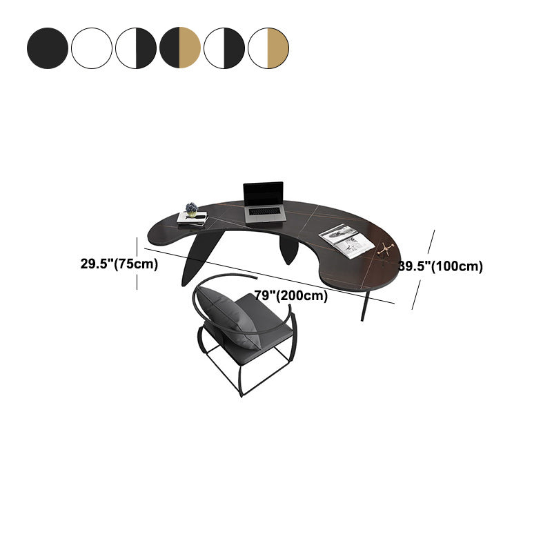 Free Form Contemporary Writing Desk Sintered Stone Pedestal Base Desk Clearhalo 'Furniture' 'furniture_office_desk' 'Office Desks' 'Office Furniture' 'office_desk' 4950586