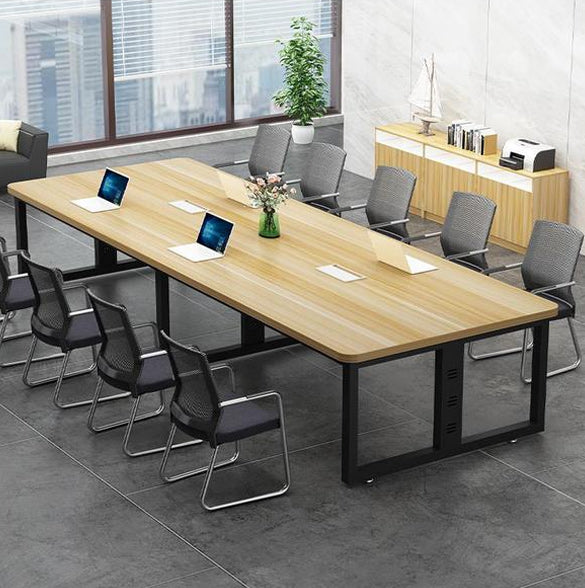 Industrial Style Home Writing Desk Office Conference Table Artificial Wood Desk Natural 102.4"L x 47.2"W x 29.5"H Clearhalo 'Furniture' 'furniture_office_desk' 'Office Desks' 'Office Furniture' 'office_desk' 4950588