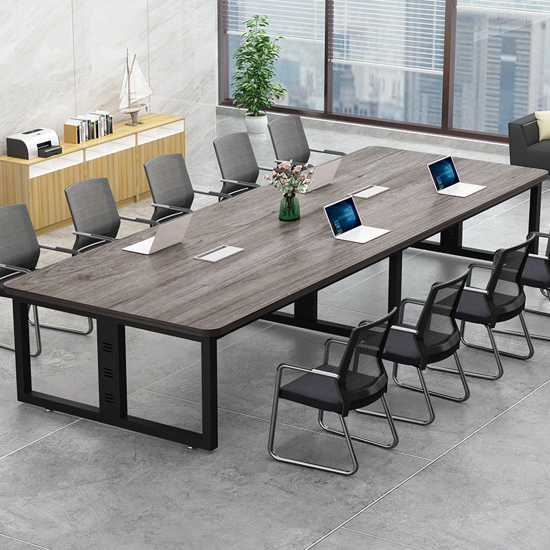 Industrial Style Home Writing Desk Office Conference Table Artificial Wood Desk Grey Clearhalo 'Furniture' 'furniture_office_desk' 'Office Desks' 'Office Furniture' 'office_desk' 4950589