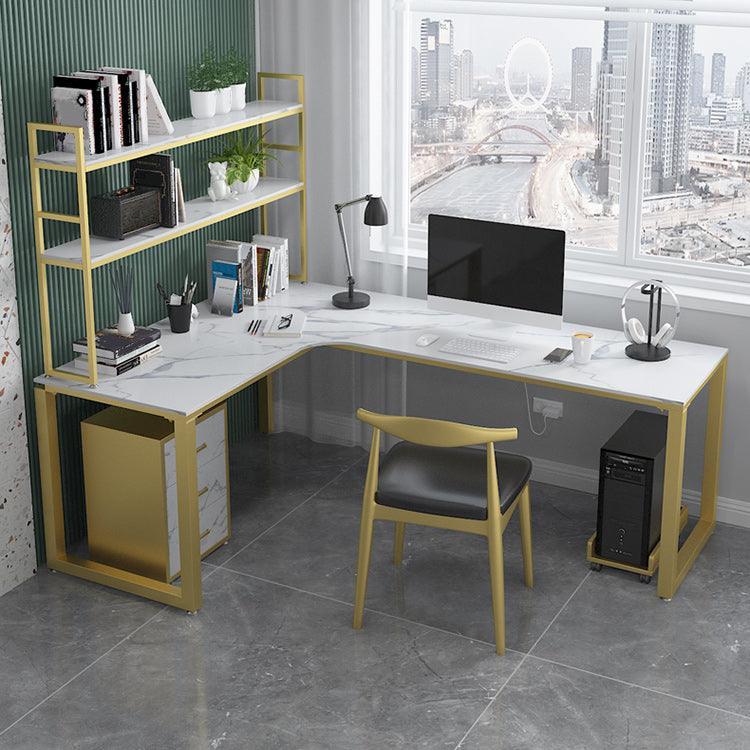 Glam Style Office Desk L-Shape Office and Study Room Writing Desk Clearhalo 'Furniture' 'furniture_office_desk' 'Office Desks' 'Office Furniture' 'office_desk' 4950605
