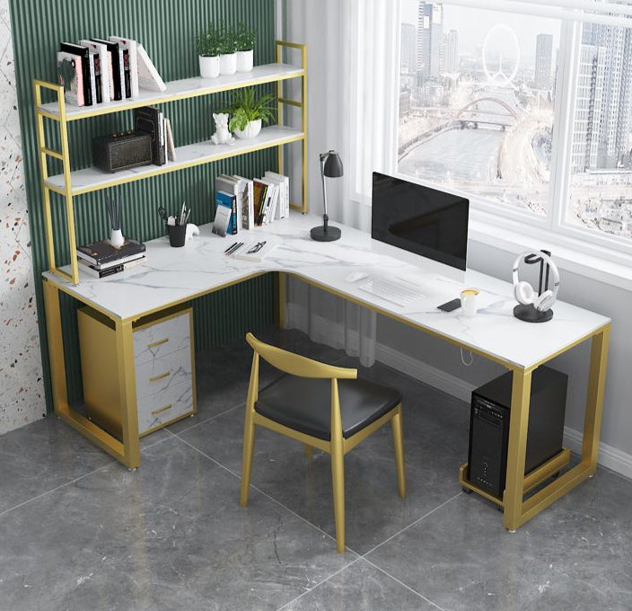 Glam Style Office Desk L-Shape Office and Study Room Writing Desk Clearhalo 'Furniture' 'furniture_office_desk' 'Office Desks' 'Office Furniture' 'office_desk' 4950606