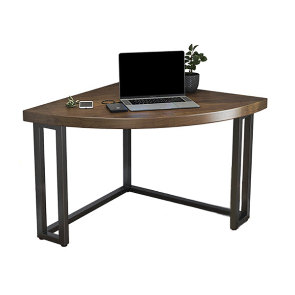 Modern Style Office Desk Solid Wood Home Use Desk with Metal Legs Sector Walnut Clearhalo 'Furniture' 'furniture_office_desk' 'Office Desks' 'Office Furniture' 'office_desk' 4950630