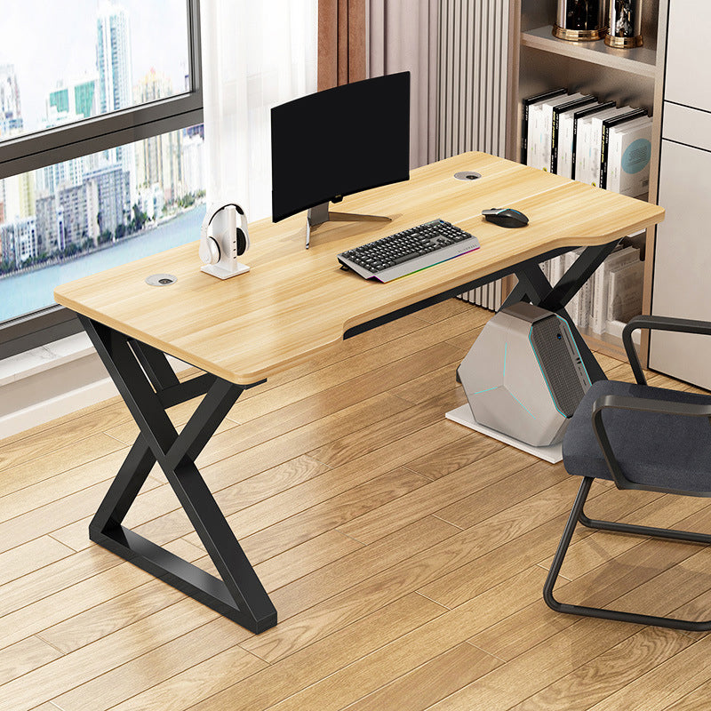 Contemporary Free Form Computer Desk Manufactured Wood Trestle Base Desk Black-Yellow Clearhalo 'Furniture' 'furniture_office_desk' 'Office Desks' 'Office Furniture' 'office_desk' 4950646