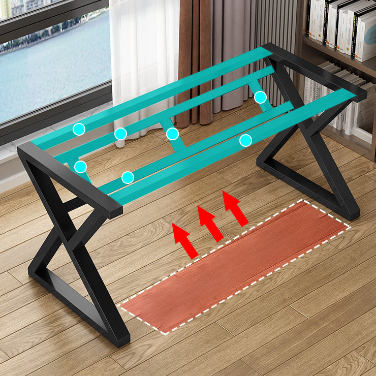 Contemporary Free Form Computer Desk Manufactured Wood Trestle Base Desk Clearhalo 'Furniture' 'furniture_office_desk' 'Office Desks' 'Office Furniture' 'office_desk' 4950651