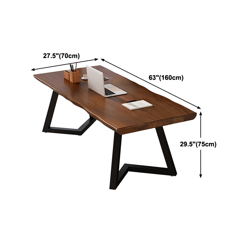Modern Style Brown Top Office Desk Home Solid Wood Writing Desk Clearhalo 'Furniture' 'furniture_office_desk' 'Office Desks' 'Office Furniture' 'office_desk' 4950676