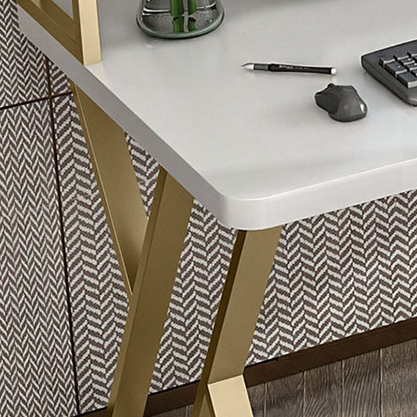 Rectangular Bedroom Desk Modern Style Desk with Solid Wood Top and Metal Legs Clearhalo 'Furniture' 'furniture_office_desk' 'Office Desks' 'Office Furniture' 'office_desk' 4950685