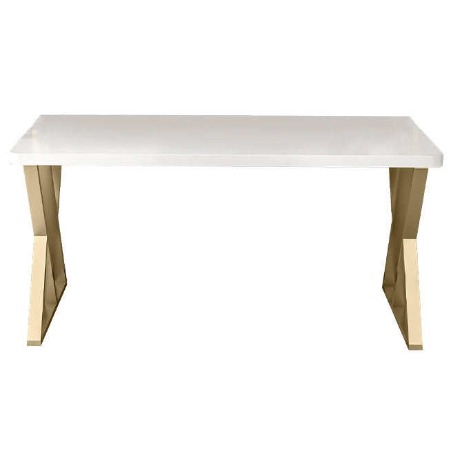 Rectangular Bedroom Desk Modern Style Desk with Solid Wood Top and Metal Legs White No Shelf Clearhalo 'Furniture' 'furniture_office_desk' 'Office Desks' 'Office Furniture' 'office_desk' 4950686