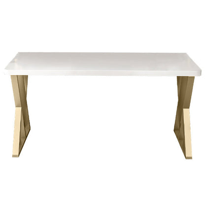 Rectangular Bedroom Desk Modern Style Desk with Solid Wood Top and Metal Legs White No Shelf Clearhalo 'Furniture' 'furniture_office_desk' 'Office Desks' 'Office Furniture' 'office_desk' 4950686
