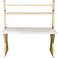 Rectangular Bedroom Desk Modern Style Desk with Solid Wood Top and Metal Legs White Shelves Clearhalo 'Furniture' 'furniture_office_desk' 'Office Desks' 'Office Furniture' 'office_desk' 4950687