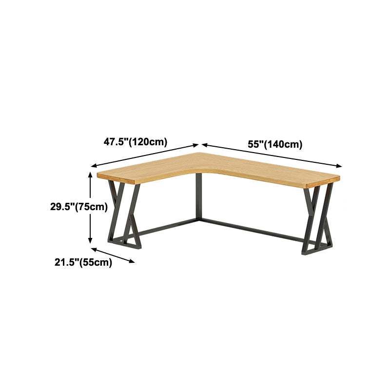 Modern Wooden Office Desk L-Shaped Home Desk with Metal Base Clearhalo 'Furniture' 'furniture_office_desk' 'Office Desks' 'Office Furniture' 'office_desk' 4950713
