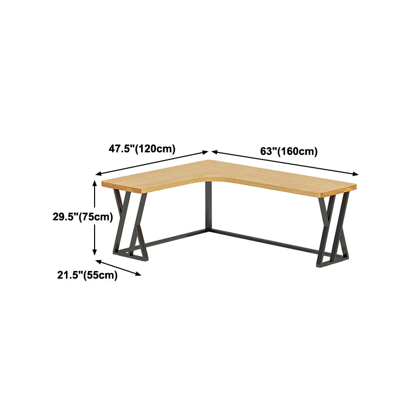 Modern Wooden Office Desk L-Shaped Home Desk with Metal Base Clearhalo 'Furniture' 'furniture_office_desk' 'Office Desks' 'Office Furniture' 'office_desk' 4950716