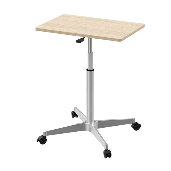 Modern Rectangular Office Desk Height Adjustable Office Desk with Caster Wheels Natural Wood White 24"L x 15"W x 23"H Clearhalo 'Furniture' 'furniture_office_desk' 'Office Desks' 'Office Furniture' 'office_desk' 4950781