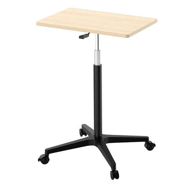 Modern Rectangular Office Desk Height Adjustable Office Desk with Caster Wheels Natural Wood Black 24"L x 15"W x 38"H Clearhalo 'Furniture' 'furniture_office_desk' 'Office Desks' 'Office Furniture' 'office_desk' 4950791