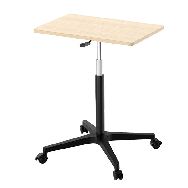 Modern Rectangular Office Desk Height Adjustable Office Desk with Caster Wheels Natural Wood Black 24"L x 15"W x 26"H Clearhalo 'Furniture' 'furniture_office_desk' 'Office Desks' 'Office Furniture' 'office_desk' 4950792