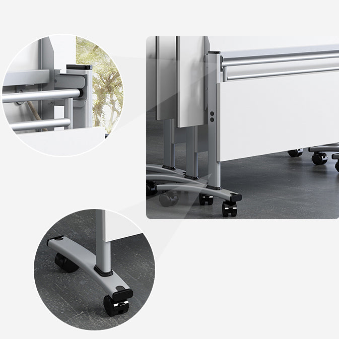 Rectangular Writing Desk Metal Base with Caster Wheel Desk for Office Clearhalo 'Furniture' 'furniture_office_desk' 'Office Desks' 'Office Furniture' 'office_desk' 4950809