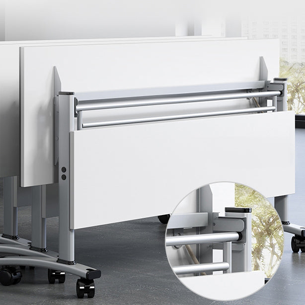 Rectangular Writing Desk Metal Base with Caster Wheel Desk for Office Clearhalo 'Furniture' 'furniture_office_desk' 'Office Desks' 'Office Furniture' 'office_desk' 4950810