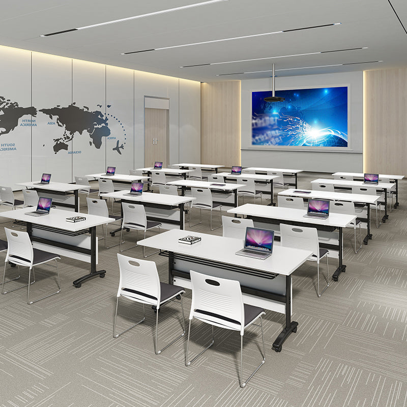 Rectangular Writing Desk Metal Base with Caster Wheel Desk for Office Clearhalo 'Furniture' 'furniture_office_desk' 'Office Desks' 'Office Furniture' 'office_desk' 4950811