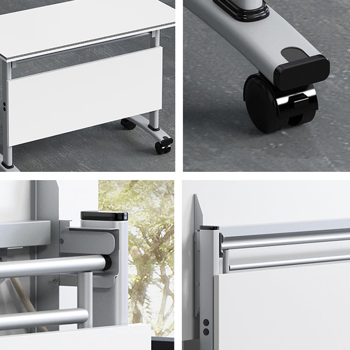 Rectangular Writing Desk Metal Base with Caster Wheel Desk for Office Clearhalo 'Furniture' 'furniture_office_desk' 'Office Desks' 'Office Furniture' 'office_desk' 4950813