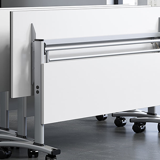 Rectangular Writing Desk Metal Base with Caster Wheel Desk for Office Clearhalo 'Furniture' 'furniture_office_desk' 'Office Desks' 'Office Furniture' 'office_desk' 4950814