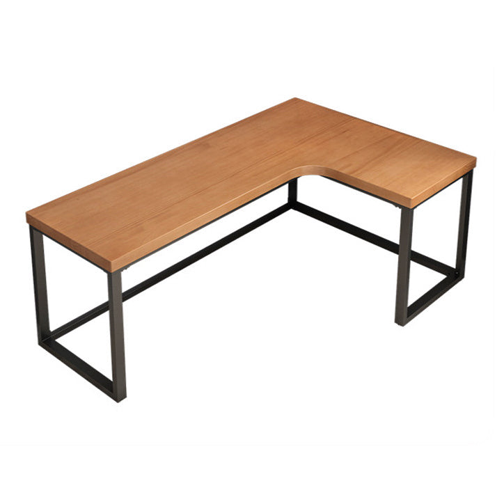 L-Shaped Modern Study Table Fixed Writing Table of Pinewood Solid Wood without Cabinet Right Hand Return Clearhalo 'Furniture' 'furniture_office_desk' 'Office Desks' 'Office Furniture' 'office_desk' 4950831