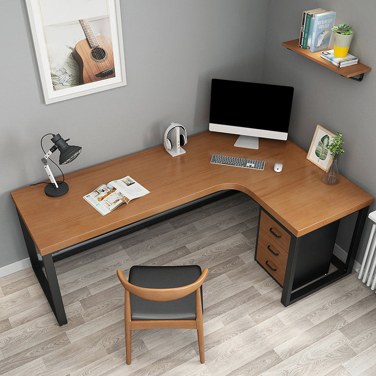L-Shaped Modern Study Table Fixed Writing Table of Pinewood Solid Wood without Cabinet Clearhalo 'Furniture' 'furniture_office_desk' 'Office Desks' 'Office Furniture' 'office_desk' 4950837