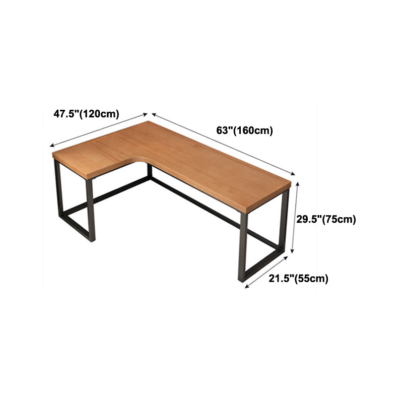 L-Shaped Modern Study Table Fixed Writing Table of Pinewood Solid Wood without Cabinet Clearhalo 'Furniture' 'furniture_office_desk' 'Office Desks' 'Office Furniture' 'office_desk' 4950847