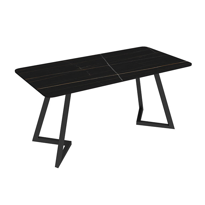 Curved Modern Style Working Table Sintered Stone Writing Table Black Clearhalo 'Furniture' 'furniture_office_desk' 'Office Desks' 'Office Furniture' 'office_desk' 4950865