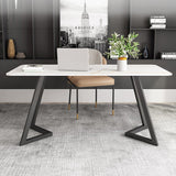 Curved Modern Style Working Table Sintered Stone Writing Table Clearhalo 'Furniture' 'furniture_office_desk' 'Office Desks' 'Office Furniture' 'office_desk' 4950871