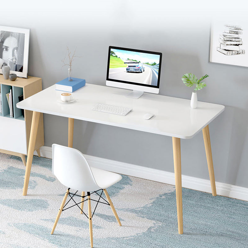 Contemporary Style Writing Desk Dormitory Study Room Office Desk White 35.4"L x 23.6"W x 28.7"H Rectangle Clearhalo 'Furniture' 'furniture_office_desk' 'Office Desks' 'Office Furniture' 'office_desk' 4950884