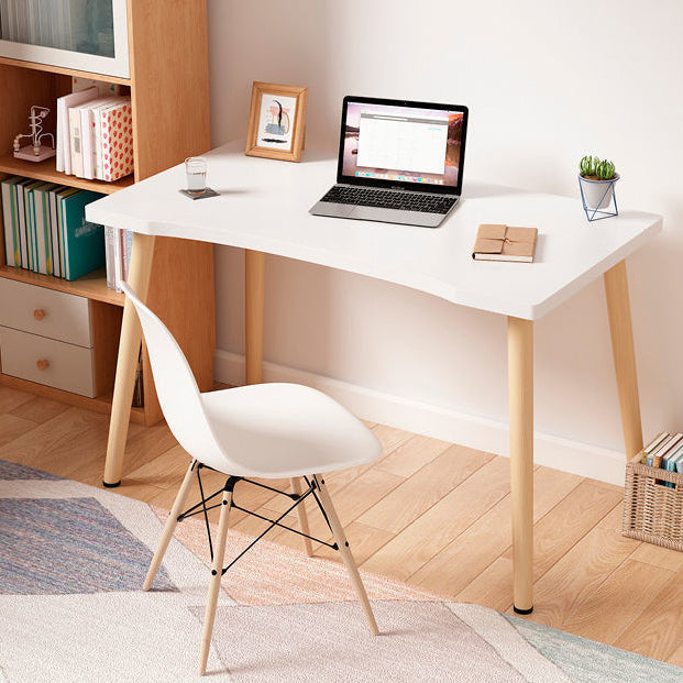 Free Form Contemporary Writing Desk Manufactured Wood Parsons Base Desk White 39.4"L x 23.6"W x 28.7"H Clearhalo 'Furniture' 'furniture_office_desk' 'Office Desks' 'Office Furniture' 'office_desk' 4950900