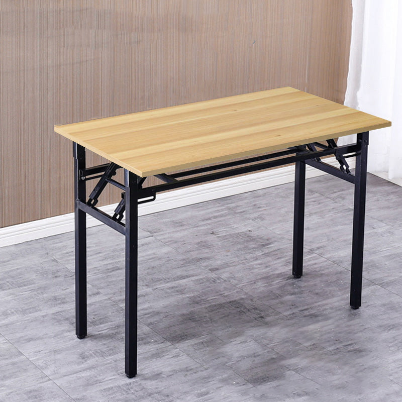 Foldable Writing Desk Contemporary Style Rectangular Dormitory Bedroom Desk Natural 39.4"L x 23.6"W x 29.5"H Shelves Clearhalo 'Furniture' 'furniture_office_desk' 'Office Desks' 'Office Furniture' 'office_desk' 4950922