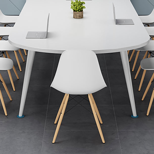 Modern Style Oval Writing Desk Wooden Parsons Base Office Desk Clearhalo 'furn' 'furn_office_desk' 'Furniture' 'furniture_office_desk' 'Office Desks' 'Office Furniture' 'office_desk' 4950948