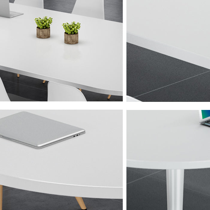 Modern Style Oval Writing Desk Wooden Parsons Base Office Desk Clearhalo 'furn' 'furn_office_desk' 'Furniture' 'furniture_office_desk' 'Office Desks' 'Office Furniture' 'office_desk' 4950949