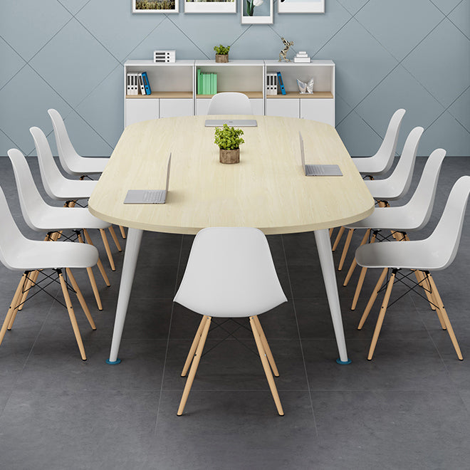 Modern Style Oval Writing Desk Wooden Parsons Base Office Desk Clearhalo 'furn' 'furn_office_desk' 'Furniture' 'furniture_office_desk' 'Office Desks' 'Office Furniture' 'office_desk' 4950951