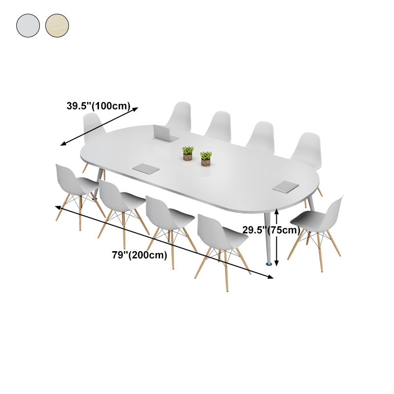 Modern Style Oval Writing Desk Wooden Parsons Base Office Desk Clearhalo 'furn' 'furn_office_desk' 'Furniture' 'furniture_office_desk' 'Office Desks' 'Office Furniture' 'office_desk' 4950956