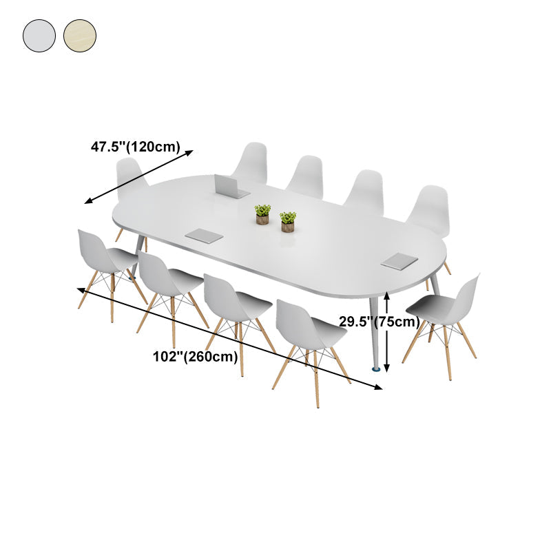 Modern Style Oval Writing Desk Wooden Parsons Base Office Desk Clearhalo 'furn' 'furn_office_desk' 'Furniture' 'furniture_office_desk' 'Office Desks' 'Office Furniture' 'office_desk' 4950958