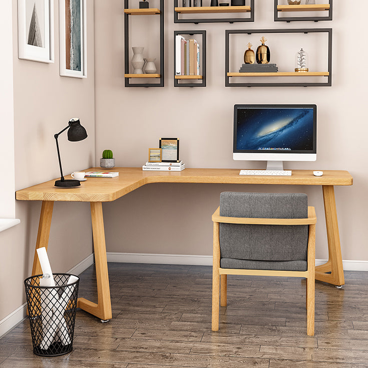 Modern Style Home Office Desk Solid Wood L-Shaped Writing Desk 63"L x 31.5"W x 29.5"H Clearhalo 'furn' 'furn_office_desk' 'Furniture' 'furniture_office_desk' 'Office Desks' 'Office Furniture' 'office_desk' 4950961