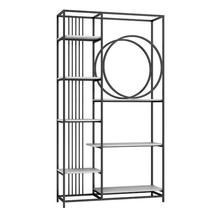 Iron Frame Etagere Bookshelf Vertical Manufactured Wood Shelf Bookcase for Office Black-White Clearhalo 'Bookcases' 'furn' 'furn_bookcases' 'Furniture' 'furniture_bookcases' 'Office Furniture' 4951143