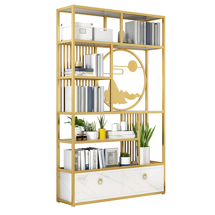 Modern Living Room Etagere Bookshelf Iron Frame Manufactured Wood Shelf Bookcase Cabinets Clearhalo 'Bookcases' 'furn' 'furn_bookcases' 'Furniture' 'furniture_bookcases' 'Office Furniture' 4951155