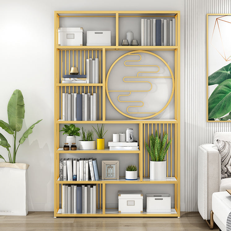 Modern Living Room Etagere Bookshelf Iron Frame Manufactured Wood Shelf Bookcase Clearhalo 'Bookcases' 'furn' 'furn_bookcases' 'Furniture' 'furniture_bookcases' 'Office Furniture' 4951158