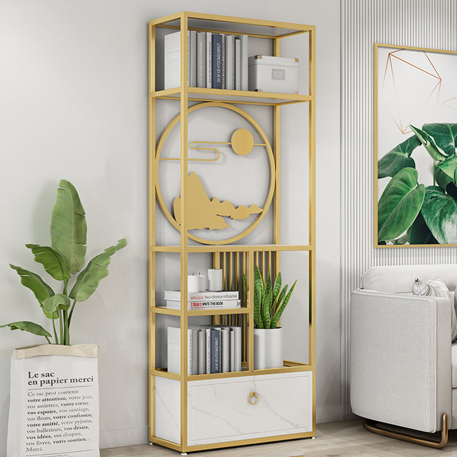 Modern Living Room Etagere Bookshelf Iron Frame Manufactured Wood Shelf Bookcase Clearhalo 'Bookcases' 'furn' 'furn_bookcases' 'Furniture' 'furniture_bookcases' 'Office Furniture' 4951167